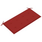 vidaXL Bancă de grădină, cu pernă roșie, 112 cm, lemn masiv de tec