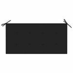 vidaXL Bancă de grădină, cu pernă neagră, 112 cm, lemn masiv de tec
