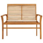 vidaXL Bancă grădină, pernă verde, 112 cm, lemn masiv tec