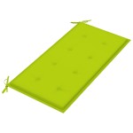 vidaXL Bancă grădină, pernă verde, 112 cm, lemn masiv tec