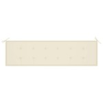 vidaXL Bancă de grădină cu perne crem, 175 m, lemn masiv de tec