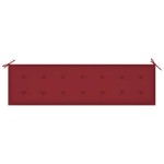 vidaXL Bancă de grădină, pernă roșu vin, 175 cm, lemn masiv de tec