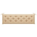 vidaXL Bancă de grădină cu pernă bej, 175 cm, lemn masiv tec