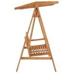 vidaXL Bancă balansoar cu pernă gri taupe, 170 cm, lemn masiv tec