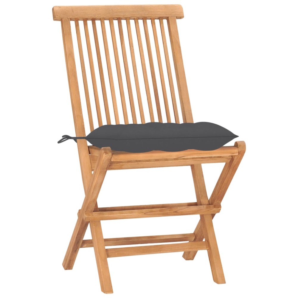 vidaXL Set mobilier exterior pliabil cu perne, 3 piese, lemn masiv tec