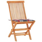 vidaXL Set bistro cu perne roșii carouri, 3 piese, lemn masiv de tec