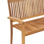 vidaXL Bancă de grădină stivuibilă cu pernă, 128,5 cm, lemn masiv tec
