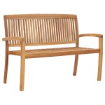 vidaXL Bancă de grădină stivuibilă cu pernă, 128,5 cm, lemn masiv tec vidaXL Bancă de grădină stivuibilă cu pernă, 128,5 cm, lemn masiv tec