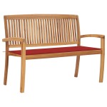vidaXL Bancă de grădină stivuibilă cu pernă, 128,5 cm, lemn masiv tec vidaXL Bancă de grădină stivuibilă cu pernă, 128,5 cm, lemn masiv tec