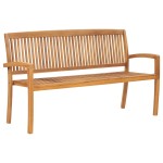 vidaXL Bancă de grădină stivuibilă cu pernă, 159 cm, lemn masiv tec vidaXL Bancă de grădină stivuibilă cu pernă, 159 cm, lemn masiv tec