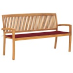 vidaXL Bancă de grădină stivuibilă cu pernă, 159 cm, lemn masiv tec vidaXL Bancă de grădină stivuibilă cu pernă, 159 cm, lemn masiv tec