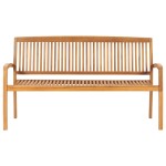 vidaXL Bancă de grădină stivuibilă cu pernă, 159 cm, lemn masiv tec