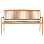 vidaXL Bancă de grădină stivuibilă cu pernă, 159 cm, lemn masiv tec