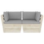 vidaXL Canapea grădină din paleți, 2 locuri, cu perne, lemn de molid