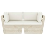 vidaXL Canapea grădină 2 locuri din paleți, cu perne, lemn de molid