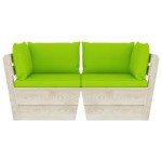 vidaXL Canapea grădină din paleți, 2 locuri, cu perne, lemn de molid