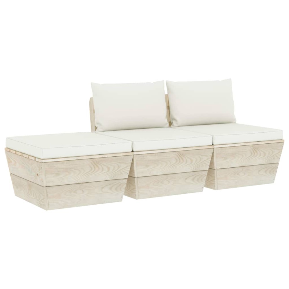 vidaXL Set mobilier grădină din paleți, cu perne, 3 piese, lemn molid
