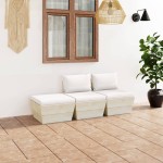 vidaXL Set mobilier grădină din paleți, cu perne, 3 piese, lemn molid vidaXL Set mobilier grădină din paleți, cu perne, 3 piese, lemn molid