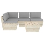 vidaXL Set mobilier grădină din paleți cu perne, 5 piese, lemn molid vidaXL Set mobilier grădină din paleți cu perne, 5 piese, lemn molid