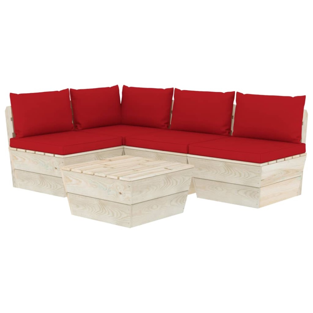 vidaXL Set mobilier grădină din paleți cu perne, 5 piese, lemn molid