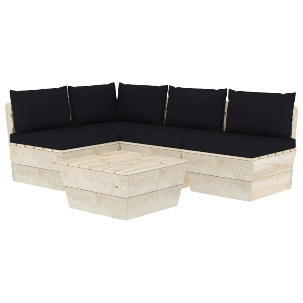 vidaXL Set mobilier grădină din paleți cu perne, 5 piese, lemn molid