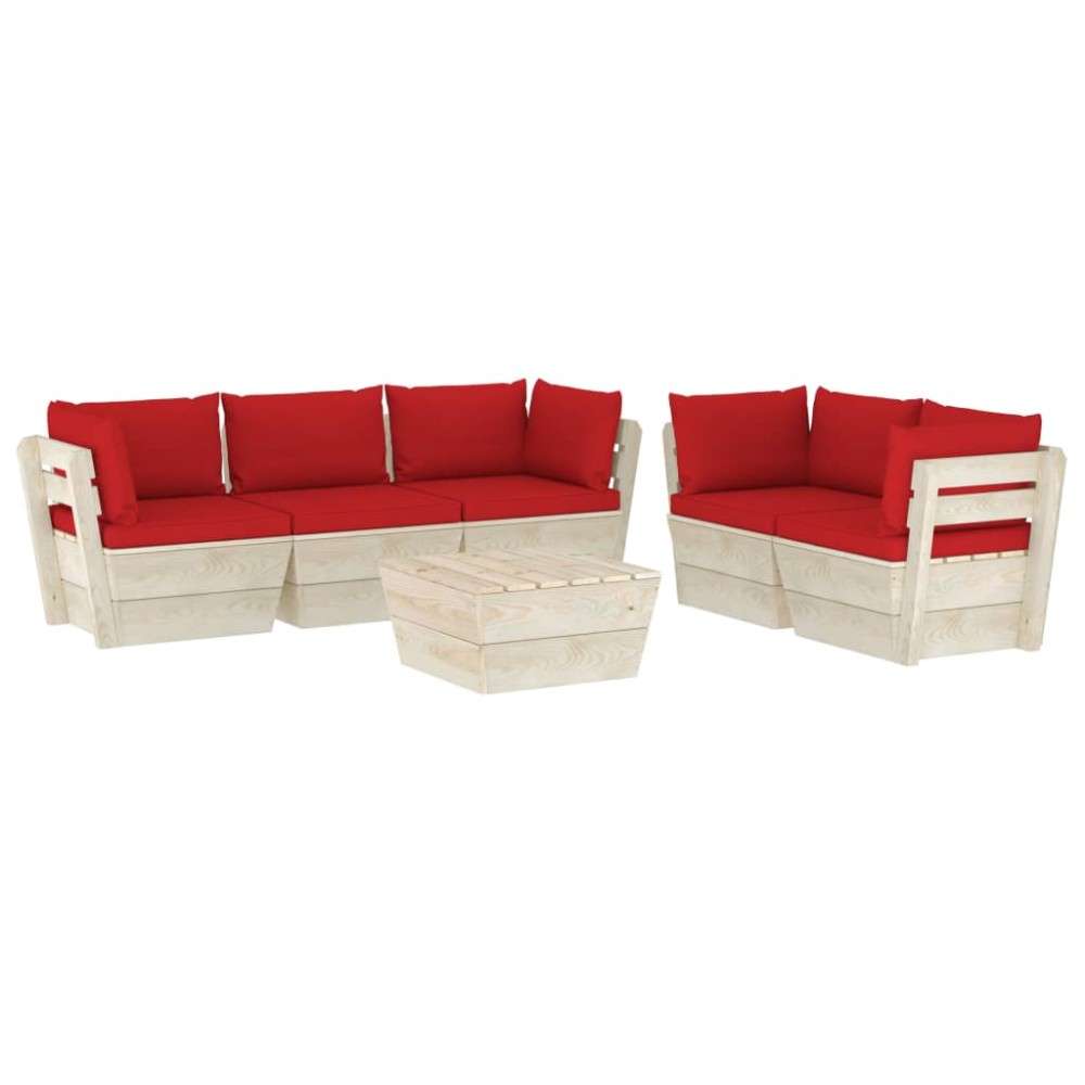 vidaXL Set mobilier grădină din paleți cu perne, 6 piese, lemn molid