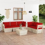 vidaXL Set mobilier grădină din paleți cu perne, 6 piese, lemn molid vidaXL Set mobilier grădină din paleți cu perne, 6 piese, lemn molid
