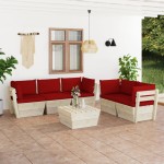 vidaXL Set mobilier grădină din paleți, 6 piese, cu perne, lemn molid vidaXL Set mobilier grădină din paleți, 6 piese, cu perne, lemn molid