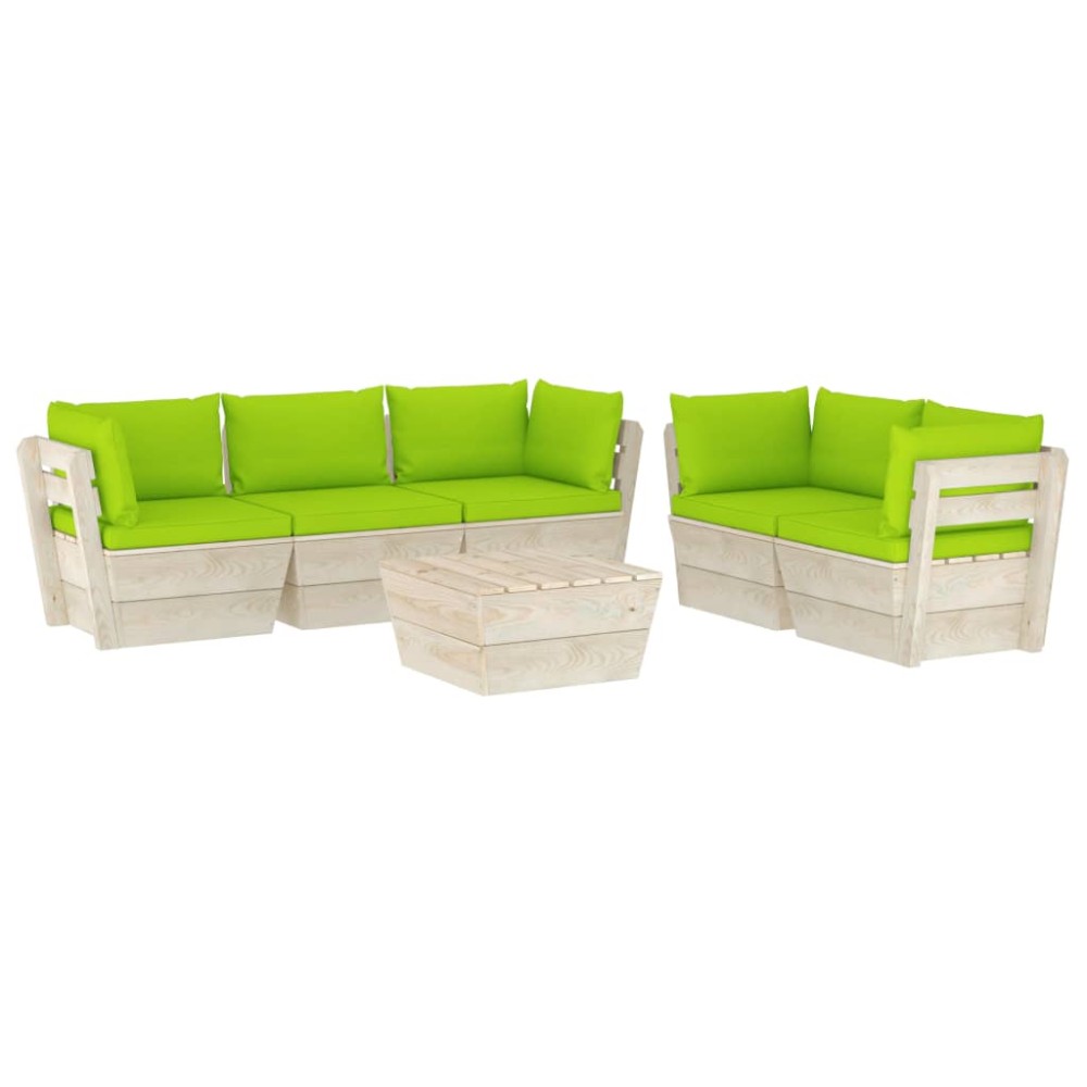 vidaXL Set mobilier grădină din paleți, 6 piese, cu perne, lemn molid