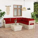 vidaXL Set mobilier grădină din paleți cu perne, 6 piese, lemn molid vidaXL Set mobilier grădină din paleți cu perne, 6 piese, lemn molid