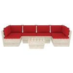 vidaXL Set mobilier grădină din paleți, 7 piese, cu perne, lemn molid vidaXL Set mobilier grădină din paleți, 7 piese, cu perne, lemn molid