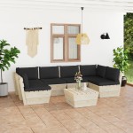 vidaXL Set mobilier grădină din paleți, 7 piese, cu perne, lemn molid vidaXL Set mobilier grădină din paleți, 7 piese, cu perne, lemn molid