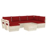 vidaXL Set mobilier grădină din paleți, 7 piese, cu perne, lemn molid vidaXL Set mobilier grădină din paleți, 7 piese, cu perne, lemn molid