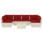 vidaXL Set mobilier grădină din paleți, 7 piese, cu perne, lemn molid vidaXL Set mobilier grădină din paleți, 7 piese, cu perne, lemn molid