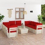 vidaXL Set mobilier grădină paleți, 9 piese, cu perne, lemn de molid vidaXL Set mobilier grădină paleți, 9 piese, cu perne, lemn de molid