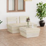 vidaXL Set mobilier grădină din paleți, 3 piese, lemn de molid tratat vidaXL Set mobilier grădină din paleți, 3 piese, lemn de molid tratat