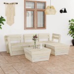 vidaXL Set mobilier de grădină paleți, 5 piese, lemn de molid tratat vidaXL Set mobilier de grădină paleți, 5 piese, lemn de molid tratat