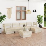 vidaXL Set mobilier grădină din paleți, 6 piese, lemn de molid tratat vidaXL Set mobilier grădină din paleți, 6 piese, lemn de molid tratat