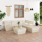 vidaXL Set mobilier grădină din paleți, 6 piese, lemn de molid tratat vidaXL Set mobilier grădină din paleți, 6 piese, lemn de molid tratat