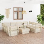 vidaXL Set mobilier grădină din paleți, 9 piese, lemn de molid tratat vidaXL Set mobilier grădină din paleți, 9 piese, lemn de molid tratat