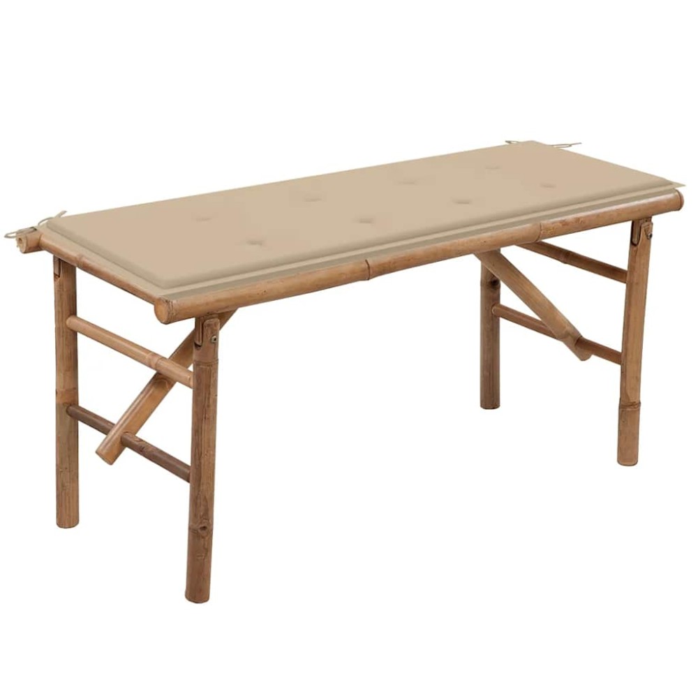 vidaXL Bancă de grădină pliabilă cu pernă, 118 cm, bambus
