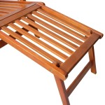 vidaXL Șezlong de exterior, suport picioare și pernă, lemn de acacia