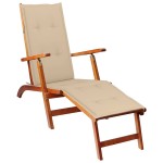 vidaXL Șezlong exterior, suport picioare și pernă, lemn masiv acacia vidaXL Șezlong exterior, suport picioare și pernă, lemn masiv acacia