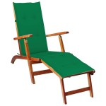 vidaXL Șezlong exterior, suport picioare și pernă, lemn masiv acacia vidaXL Șezlong exterior, suport picioare și pernă, lemn masiv acacia