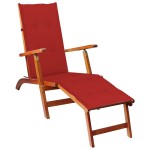 vidaXL Șezlong exterior, suport picioare și pernă, lemn masiv acacia vidaXL Șezlong exterior, suport picioare și pernă, lemn masiv acacia