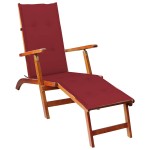 vidaXL Șezlong exterior, suport picioare și pernă, lemn masiv acacia vidaXL Șezlong exterior, suport picioare și pernă, lemn masiv acacia