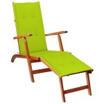 vidaXL Șezlong exterior, suport picioare și pernă, lemn masiv acacia vidaXL Șezlong exterior, suport picioare și pernă, lemn masiv acacia