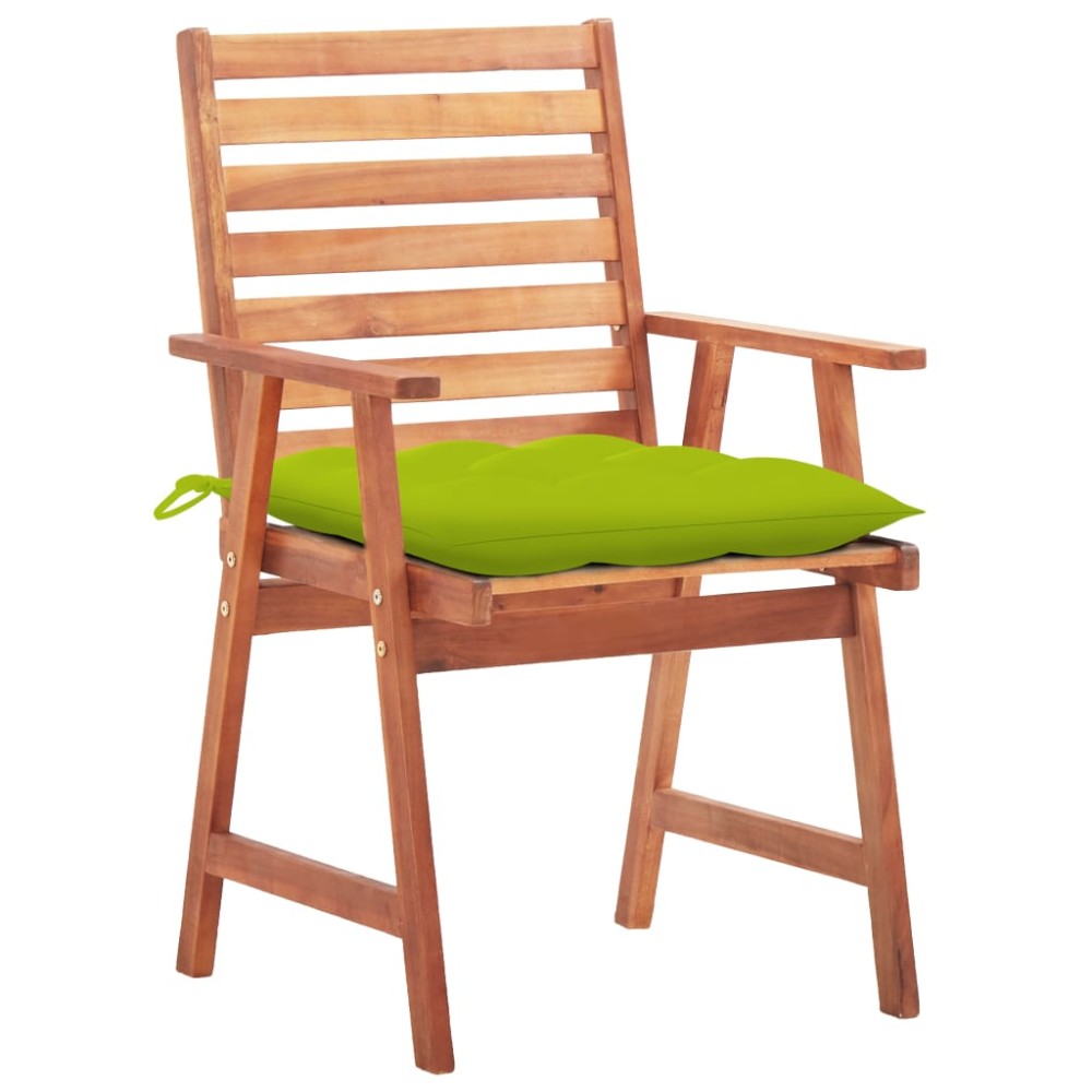 vidaXL Scaune de masă exterior cu perne, 2 buc., lemn masiv acacia
