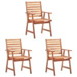 vidaXL Scaune de exterior cu perne, 3 buc., lemn masiv acacia vidaXL Scaune de exterior cu perne, 3 buc., lemn masiv acacia