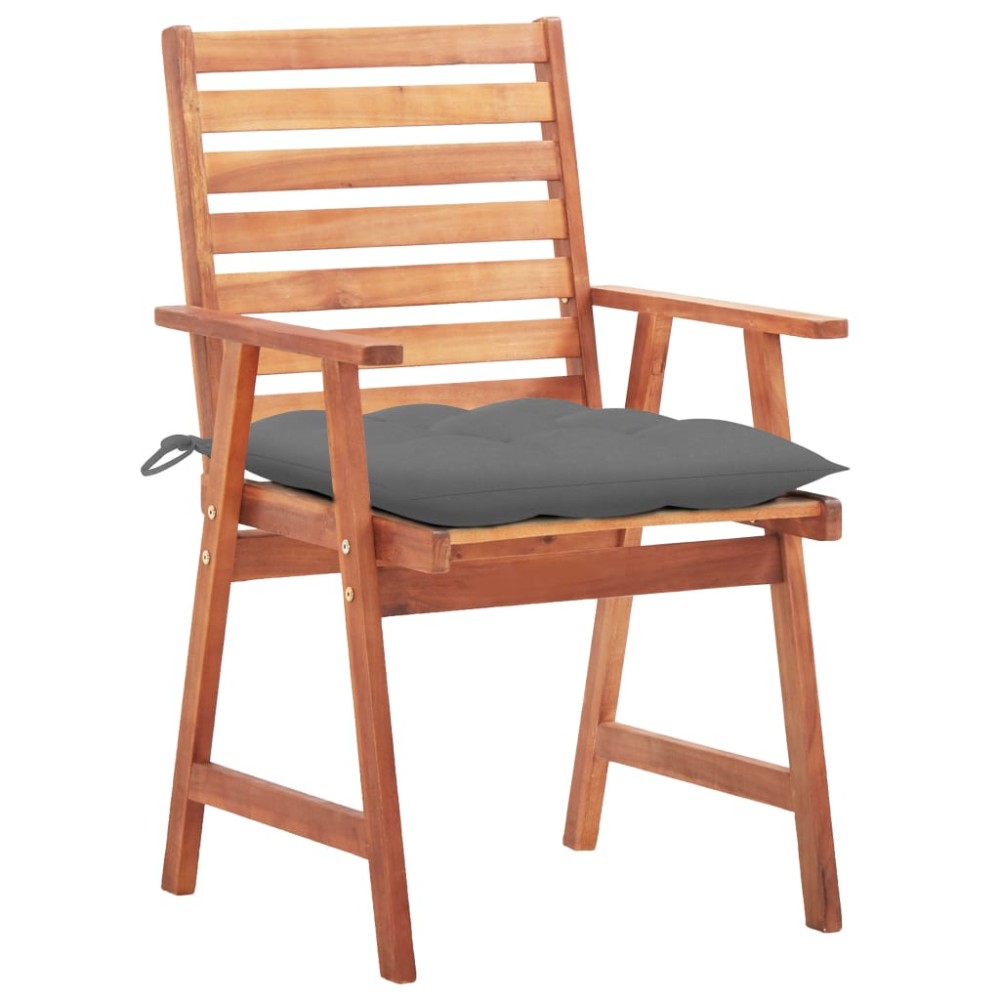 vidaXL Scaune de masă exterior, cu perne, 3 buc., lemn masiv acacia